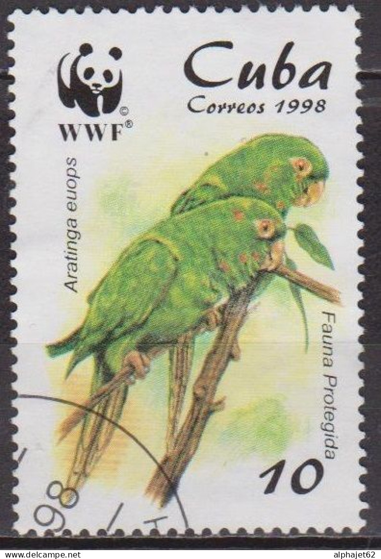Oiseaux, Faune - Perroquets Verts - CUBA - W.W.F. - N° 3749 - 1998 - Oblitérés