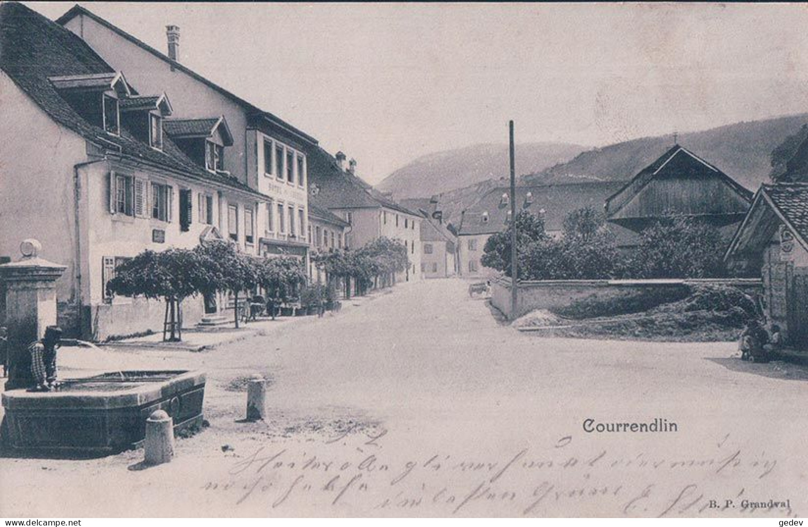 Courrendlin JU, Hôtel Du Soleil Et Fontaine (31.7.1903) - Courrendlin