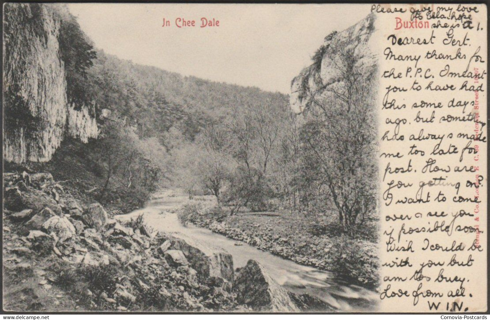 In Chee Dale, Buxton, Derbyshire, 1903 - Stengel Postcard - Derbyshire