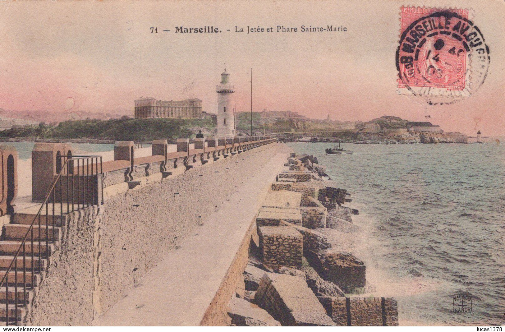 13 / MARSEILLE / EDITEUR NANCY 71 /  LA JETEE ET PHARE SAINTE MARIE / COLORISEE - Quartiers Sud, Mazargues, Bonneveine, Pointe Rouge, Calanques