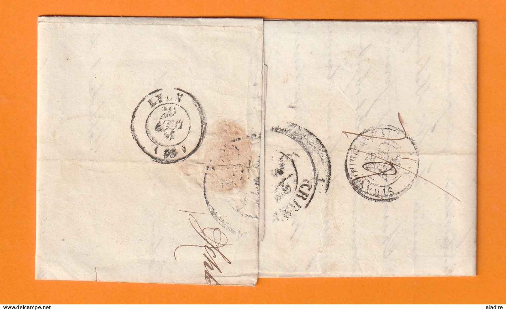 1848 - Marque Postale PP En Rouge Sur Lettre Pliée De SCHLESTAT, Sélestat, Bas Rhin Vers CREST, Drôme - 1801-1848: Precursores XIX