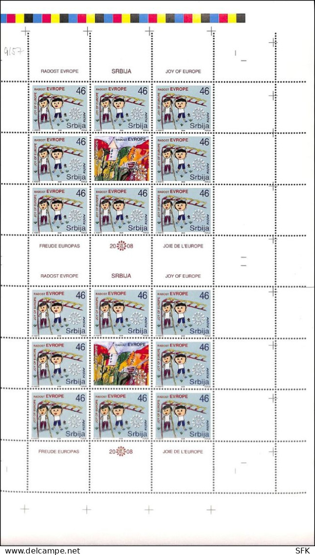 2009 JOY OF EUROPE: Two Sheets In Se-tenant Proof With Appropriate Empty Fields On The Right. MNH - Non Dentelés, épreuves & Variétés