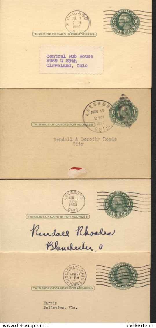 UY7 Sep.4 4 Postal Cards With Reply Used Illinois And Ohio 1928-50 - 1901-20