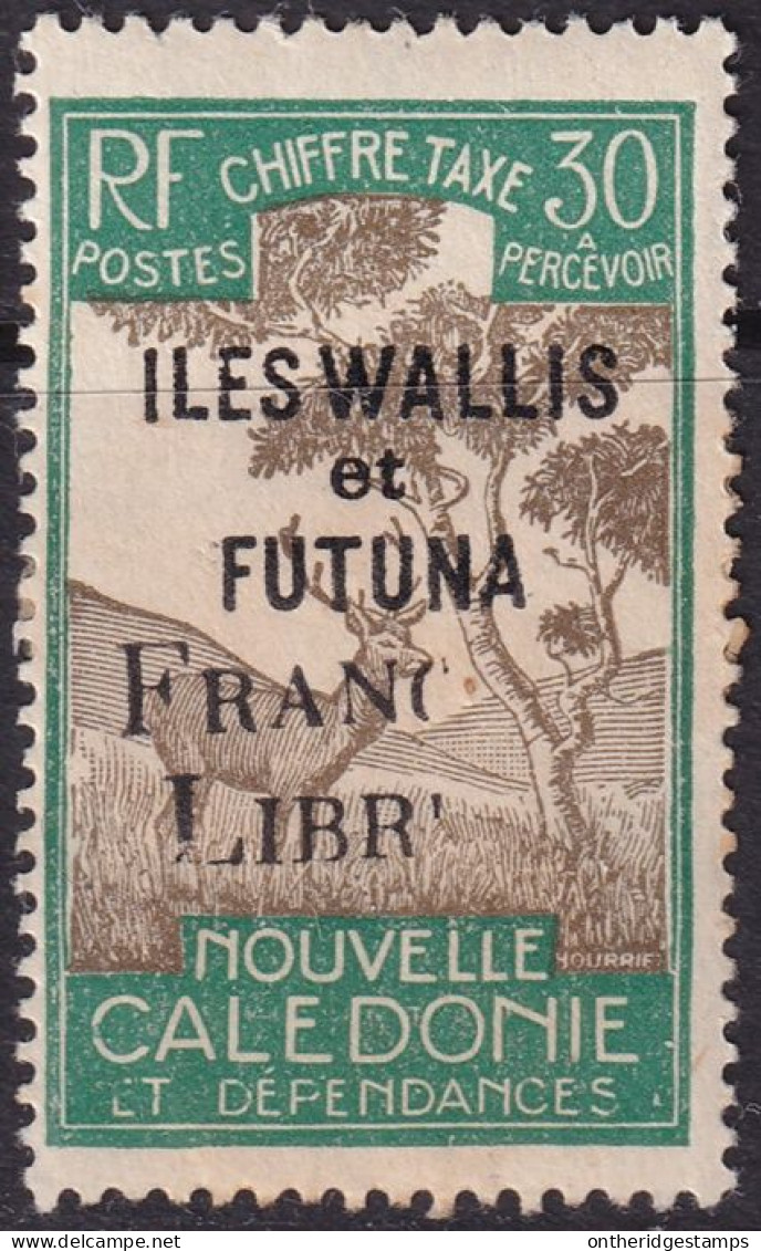 Wallis & Futuna 1943 Sc J31 Yt Taxe 31a Postage Due MH* "truncated Franc Libr" Overprint Variety - Portomarken