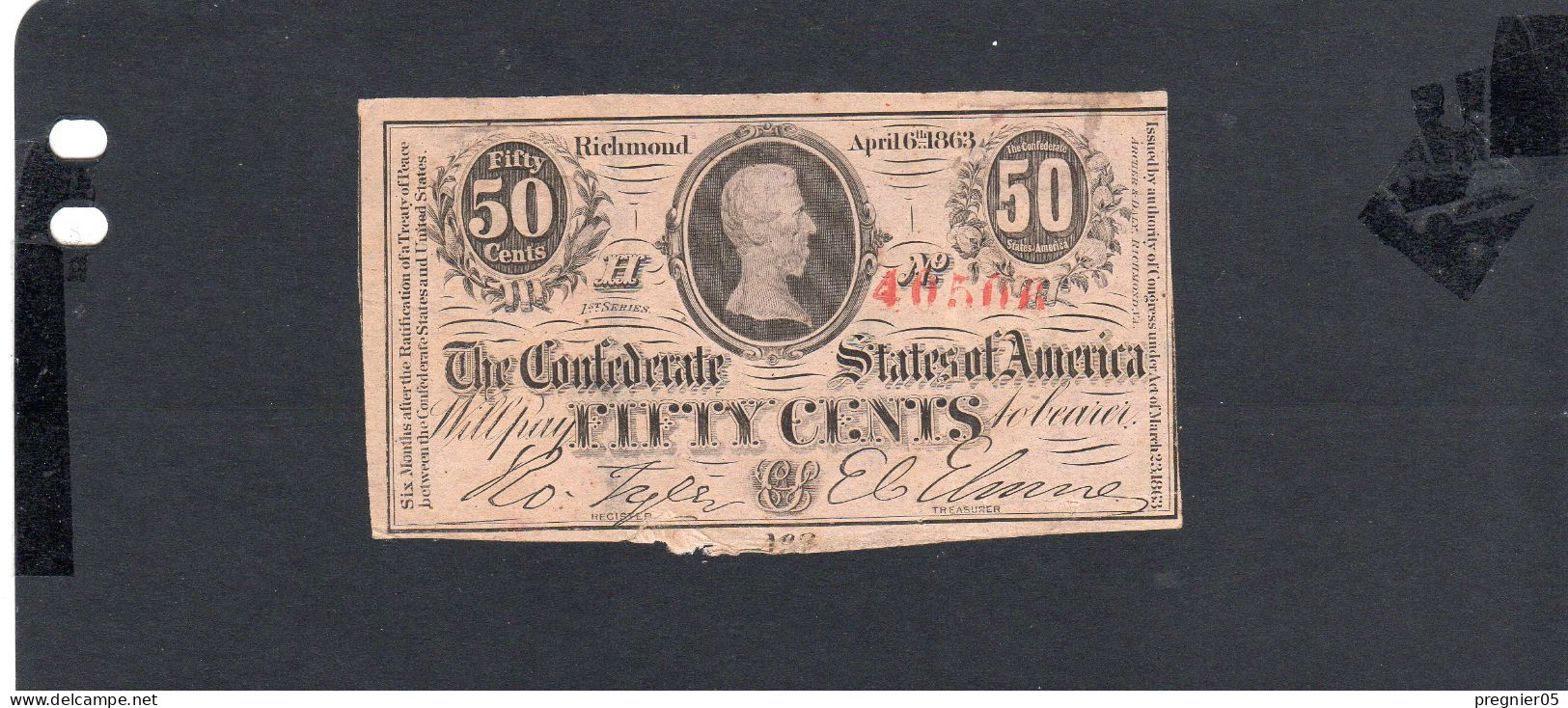 USA - Billet 50 Cents États Confédérés 1863 TB/F P.056 - Divisa Confederada (1861-1864)