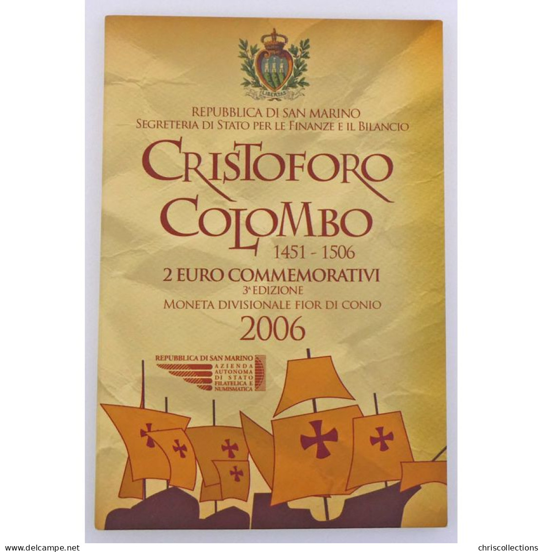 Euro, Saint Marin , 2 Euro 2006, Cristoforo Colombo - San Marino