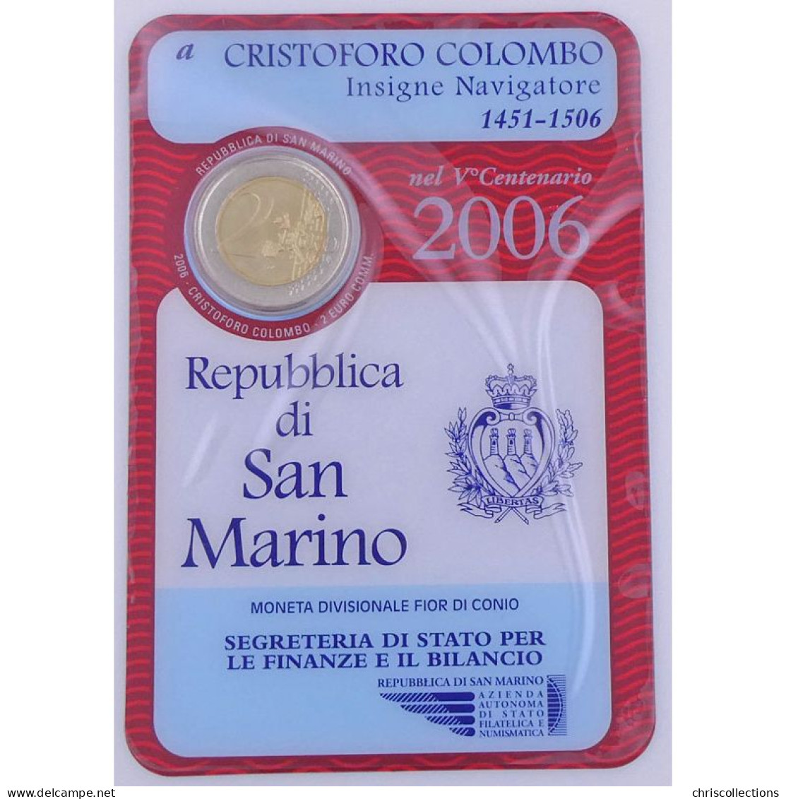 Euro, Saint Marin , 2 Euro 2006, Cristoforo Colombo - San Marino