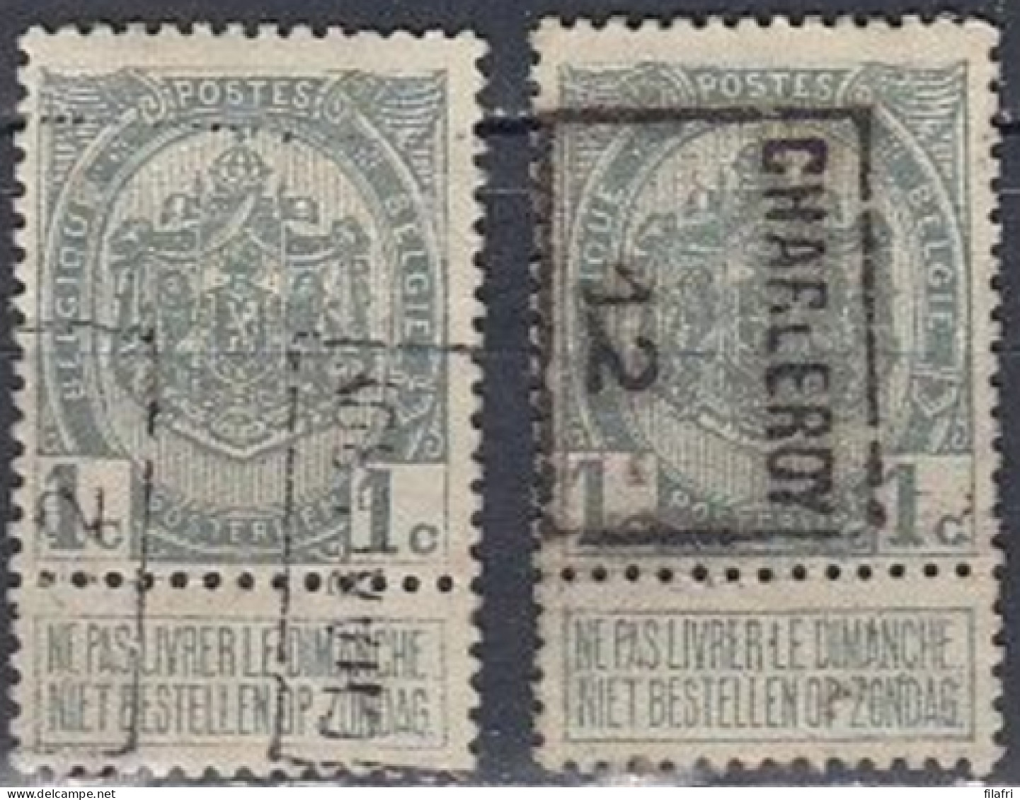 1821 Voorafstempeling Op Nr 81 - CHARLEROY 12 - Positie A & B - Roller Precancels 1910-19