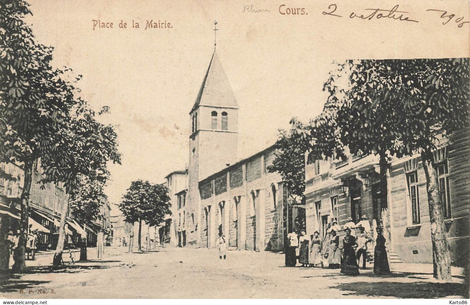 Cours * 1906 * Place De La Mairie * Villageois - Cours-la-Ville