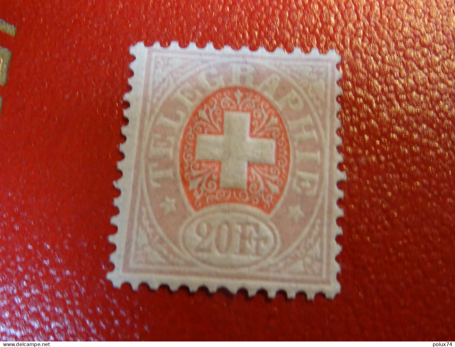 SUISSE 1868-81 Télégraphe  20 Francs- Aminci - Télégraphe