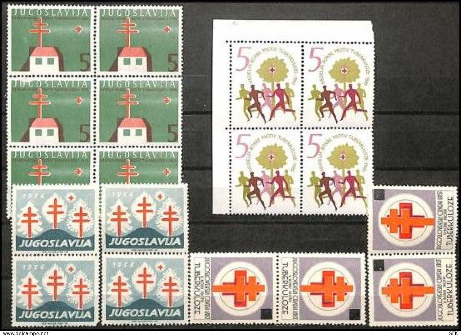 1956/65 Surcharge Stamps Against Tuberculosis In Pairs And Block Of Fours. VF MNH - Liefdadigheid