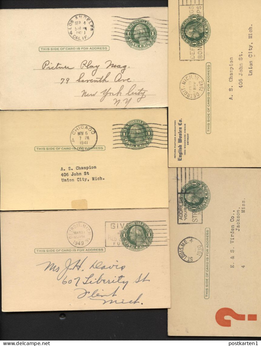 UY7m 5 Postal Cards CA IL MI And MO 1921-49 - 1901-20