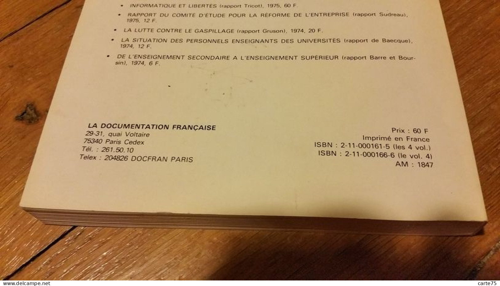 Rapport Tricot 1975, Rapport Nora Minc Annexe 4 1978, 4 1977, Le Traitement De L'information 1967 - Sonstige & Ohne Zuordnung