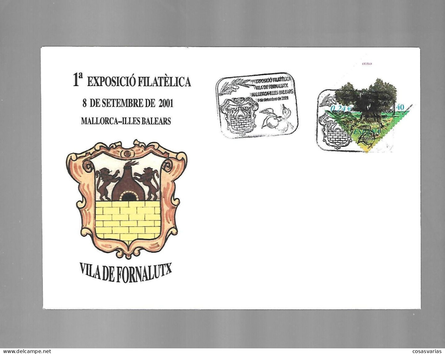 VILA DE FORNALUTX PALMA MALLORCA 2001 ENTERO MATASELLO ESPECIAL CONMEMORATIVO LETTRE COVER - Souvenirbögen