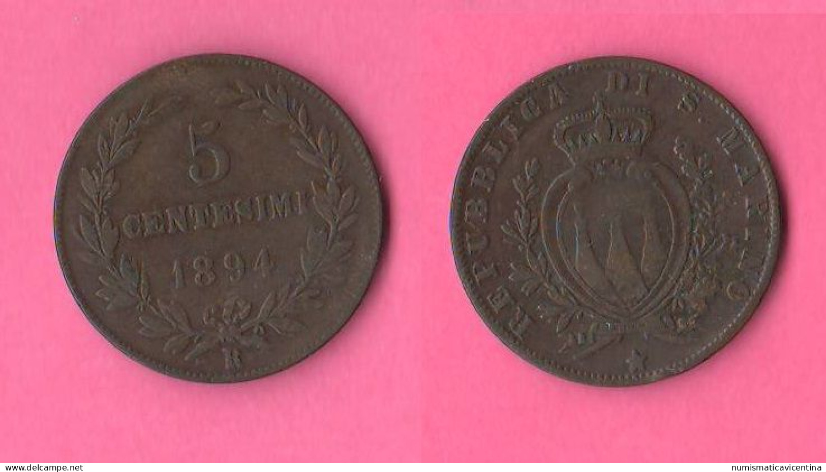 San Marino 5 Cents 1894 Saint Marin Old Coinage - Saint-Marin