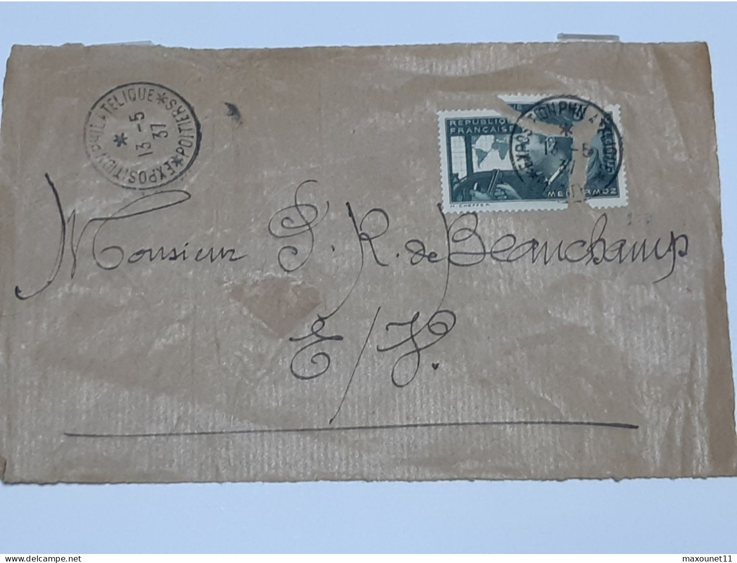 Timbre Sur Devant De Lettre En Trois Parties Avec Cachet - A Déterminer ... Lot10 . - ....-1949