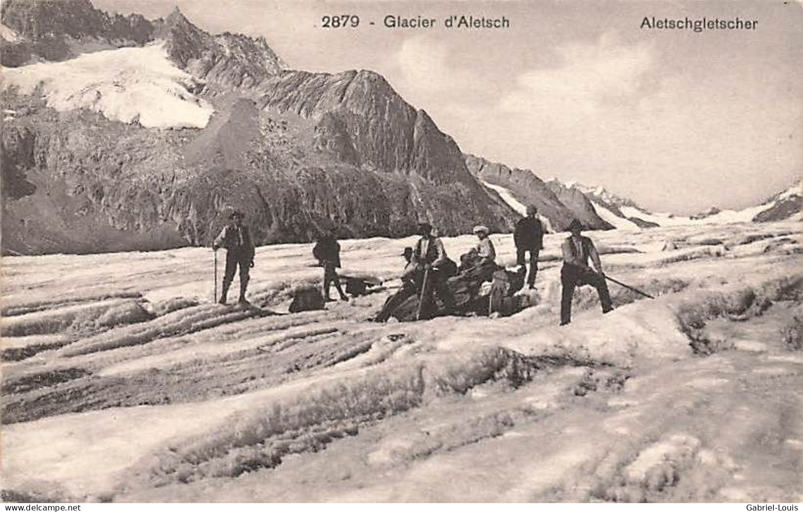 Glacier D'Aletsch Aletschgletscher Animée 1924 Conches Alpinistes Cordée Bergsteiger Seilschaft - Riederalp