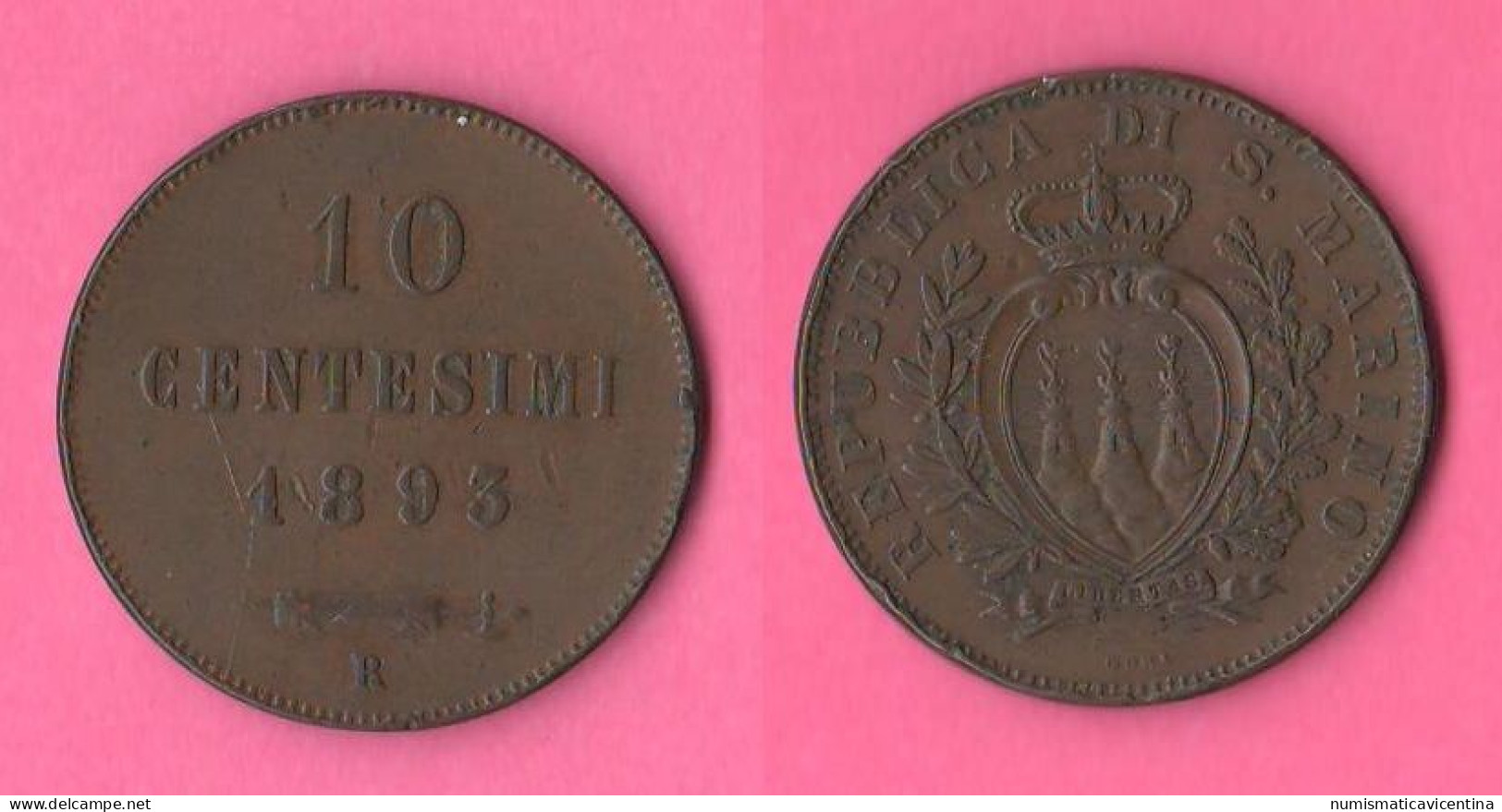 San Marino 10 Cents 1893 Saint Marin Old Coinage - Saint-Marin