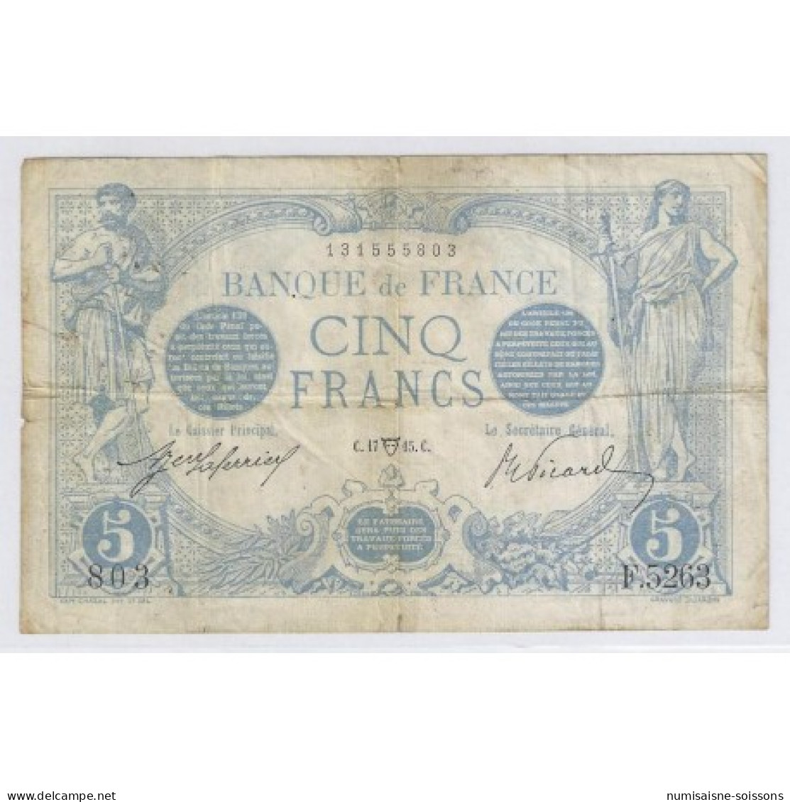 FAY 02/26 - 5 FRANCS BLEU - 17/04/1915 - TAUREAU -  TRES TRES BEAU - PICK 70 - Non Classés