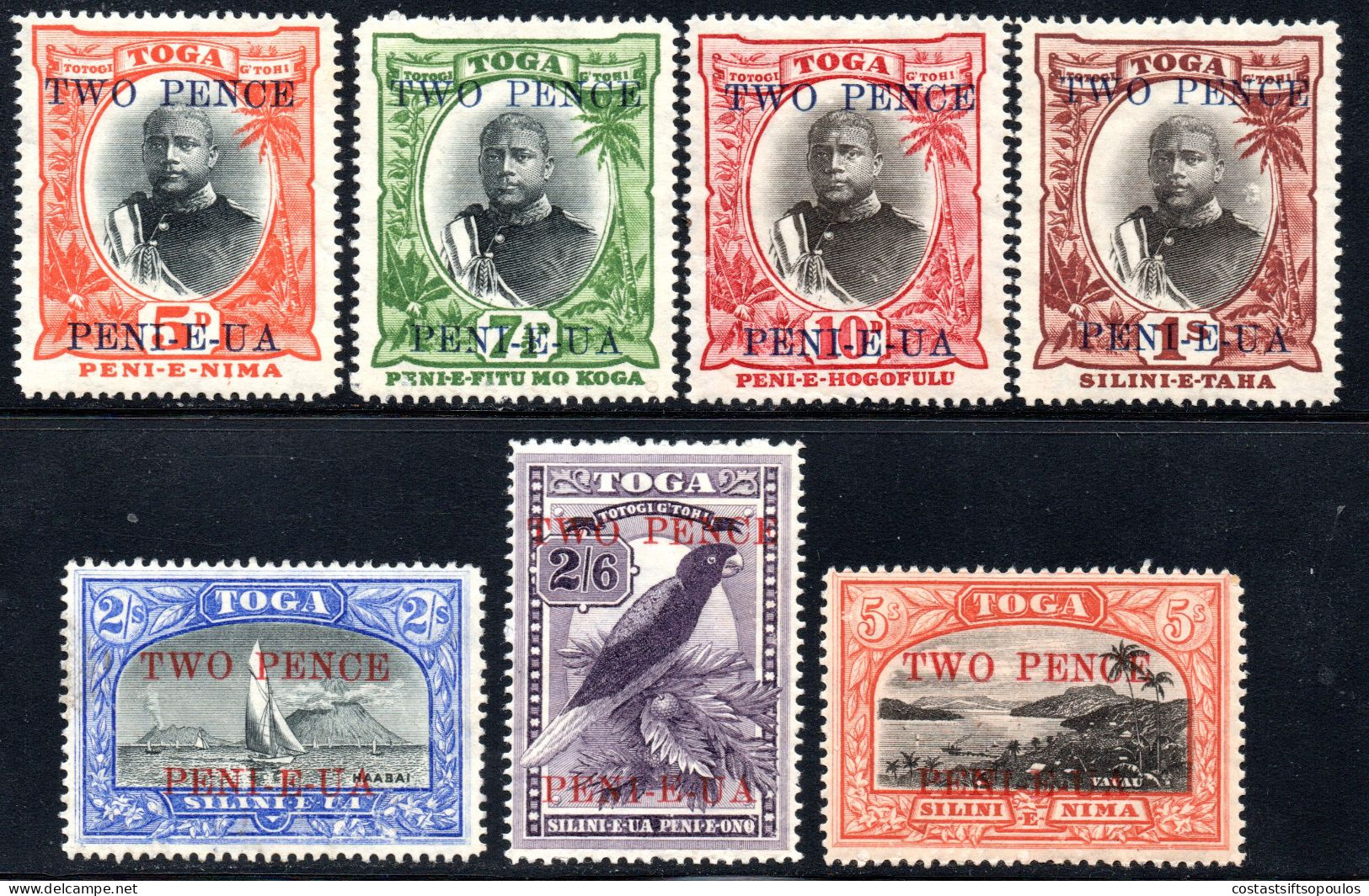 2341. TONGA 1923 SURCHARGES SG.64-70 MNH/MVLH - Tonga (...-1970)