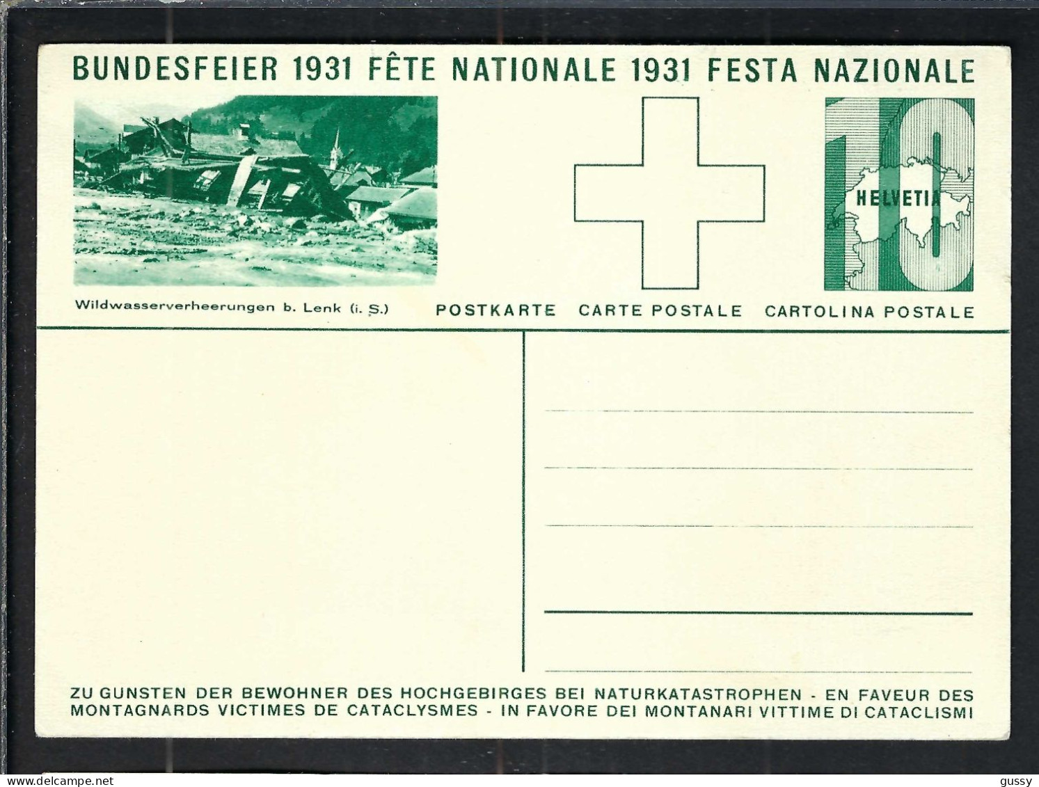 SUISSE Ca.1931: CP Ill. Entier De 10c De La Fête Nationale Suisse, Neuve - Entiers Postaux