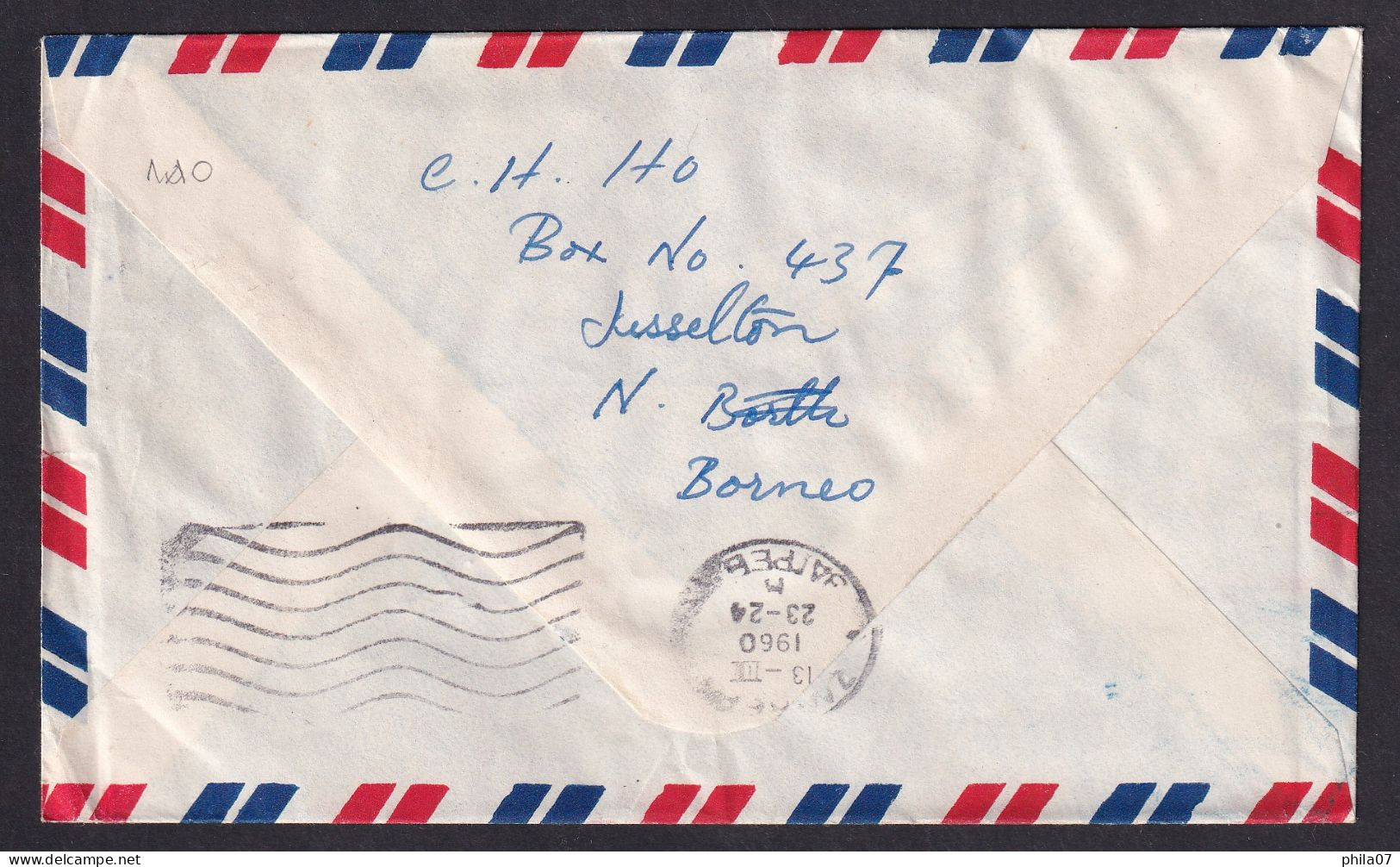 NORTH BORNEO - Envelope Sent By Air Mail From Borneo To Zagreb 1960, Nice Franking / Traveled, 2 Scans - North Borneo (...-1963)