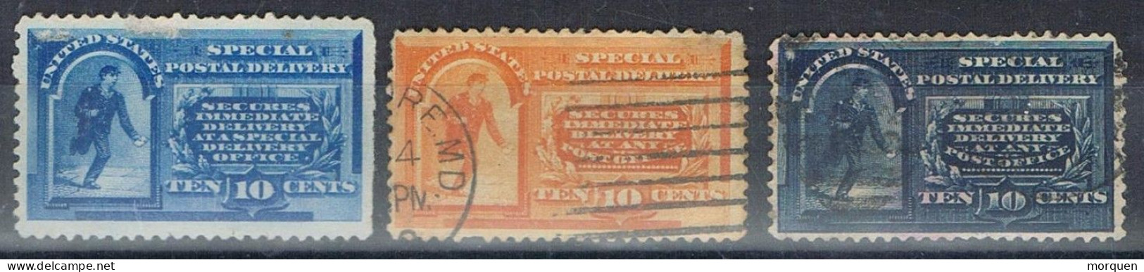 Sellos Expres, Urgente 1888,  USA, Special Delivery, Yvert Num 4-5-6 º/* - Expres & Aangetekend