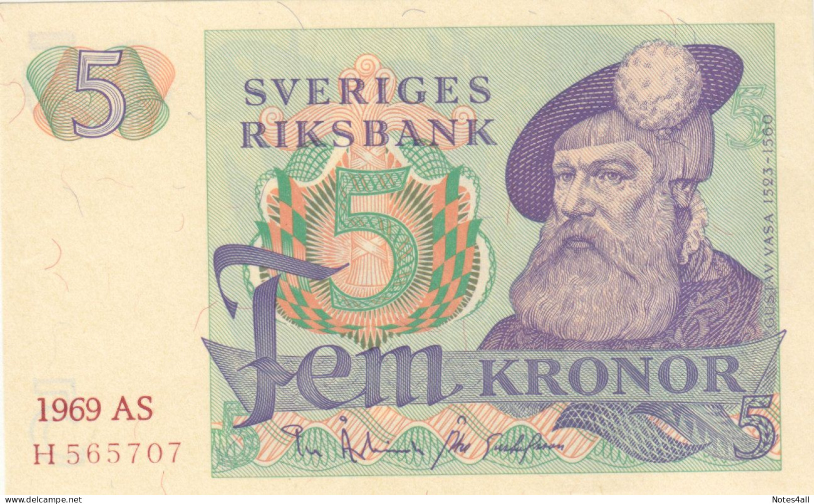 SWEDEN 5 KRONR 1969 P-51 UNC - Suède