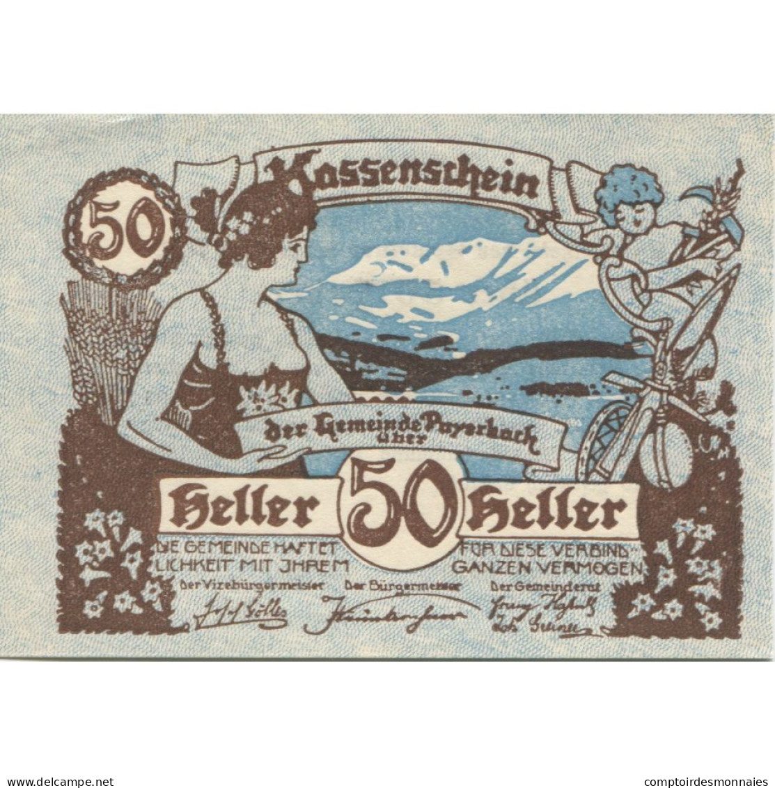 Billet, Autriche, Payerbach, 50 Heller, Paysage 1920-12-31, SPL Mehl:FS 725 - Oesterreich