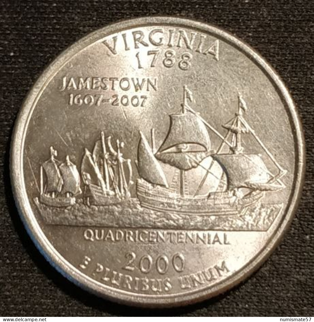 ETATS UNIS - USA - ¼ - 1/4 DOLLAR 2000 P - Virginia - KM 309 - Quarter Dollar - 1999-2009: State Quarters