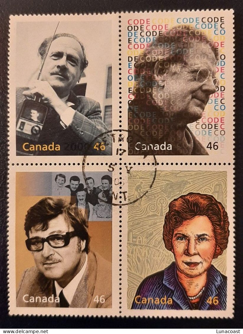 Canada 2000  USED Sc 1829a-b-c-d    4 X 46c  Block Millennium, Great Thinkers - Used Stamps