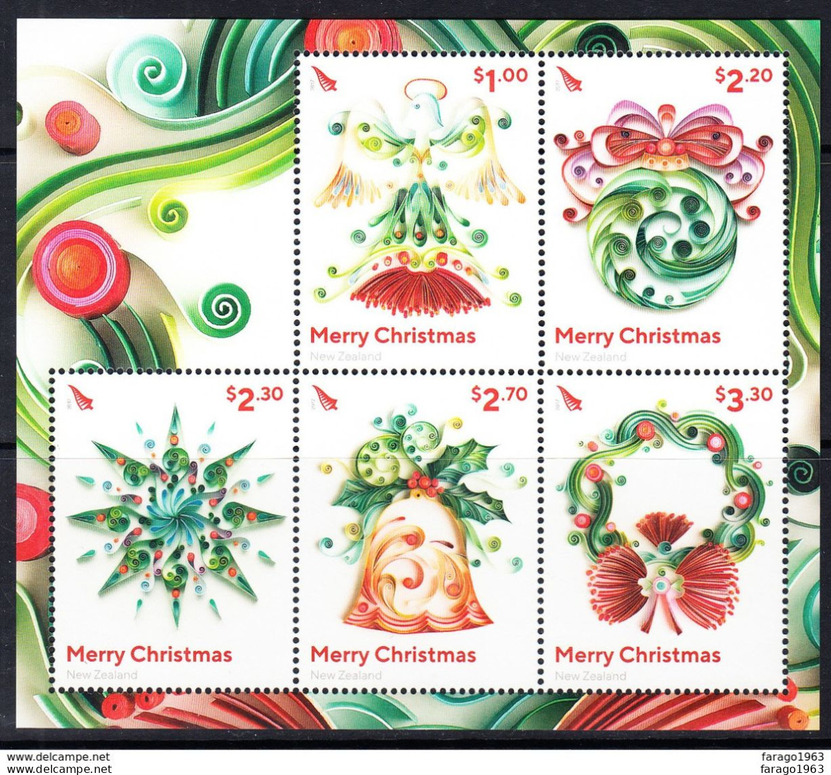 2017 New Zealand Christmas Noel Souvenir Sheet MNH  @ BELOW FACE VALUE - Unused Stamps