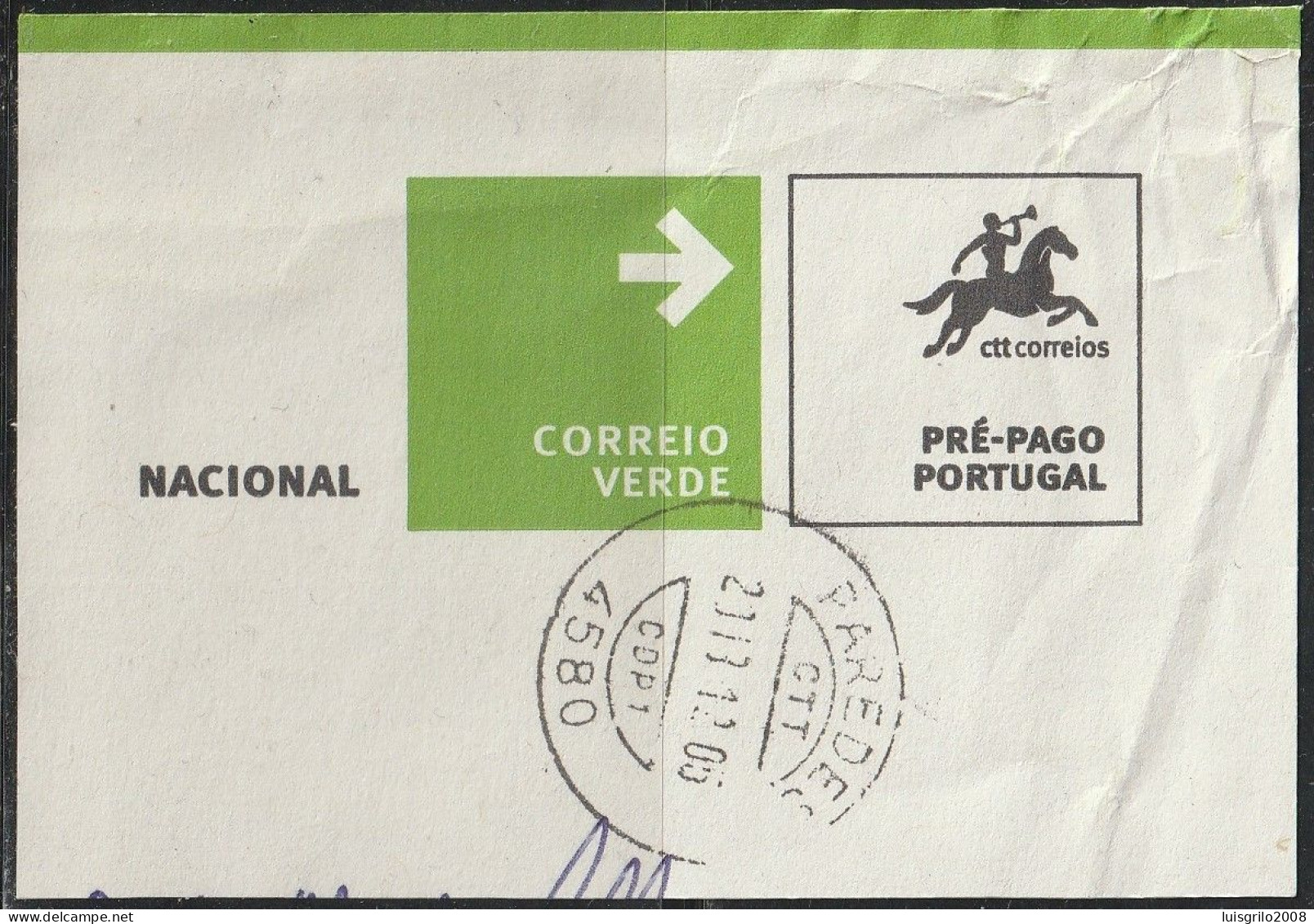 Fragment - Postmark PAREDES -|- Correio Verde. Pré-Pago / Prepaid Green Mail - Gebraucht