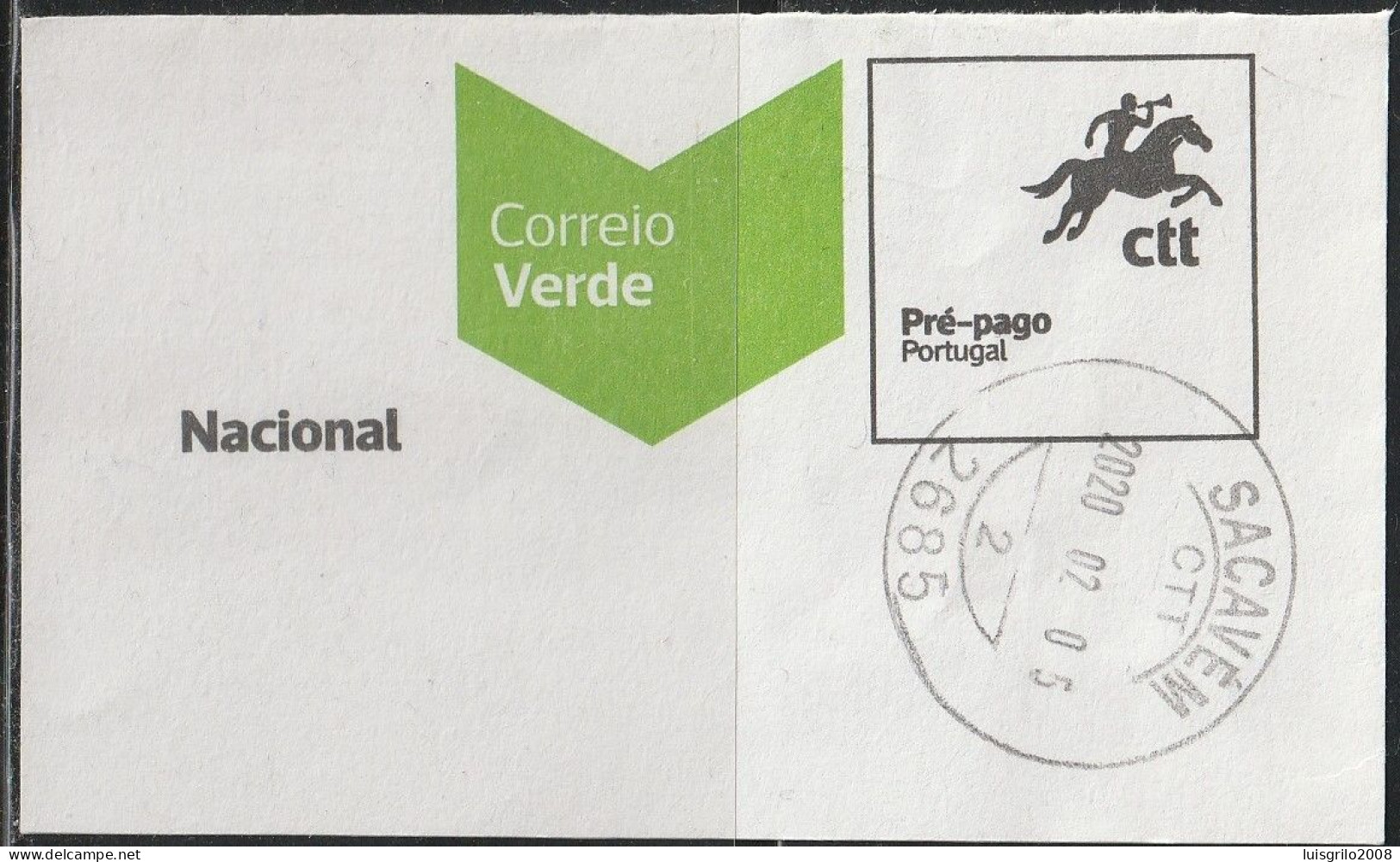 Fragment - Postmark SACAVÉM -|- Correio Verde. Pré-Pago / Prepaid Green Mail - Gebraucht