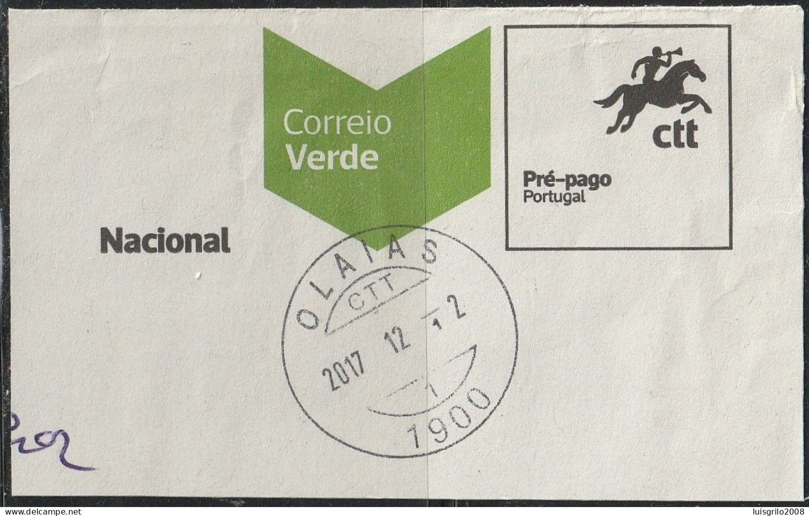 Fragment - Postmark OLAIAS -|- Correio Verde. Pré-Pago / Prepaid Green Mail - Oblitérés