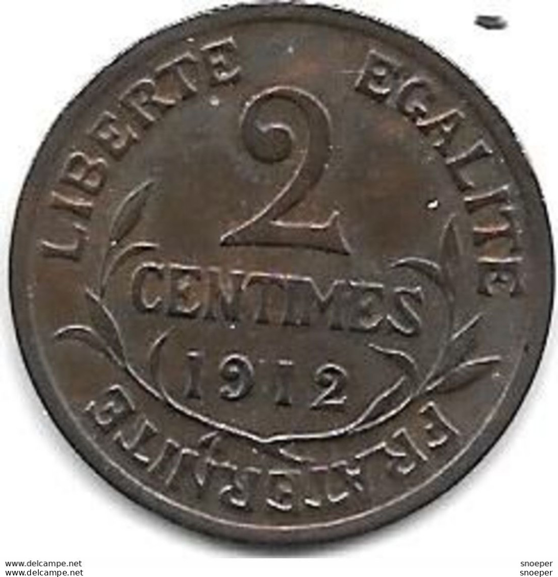 *france 2 Centimes  1912   Km 841  Xf+  /ms60 - 2 Centimes