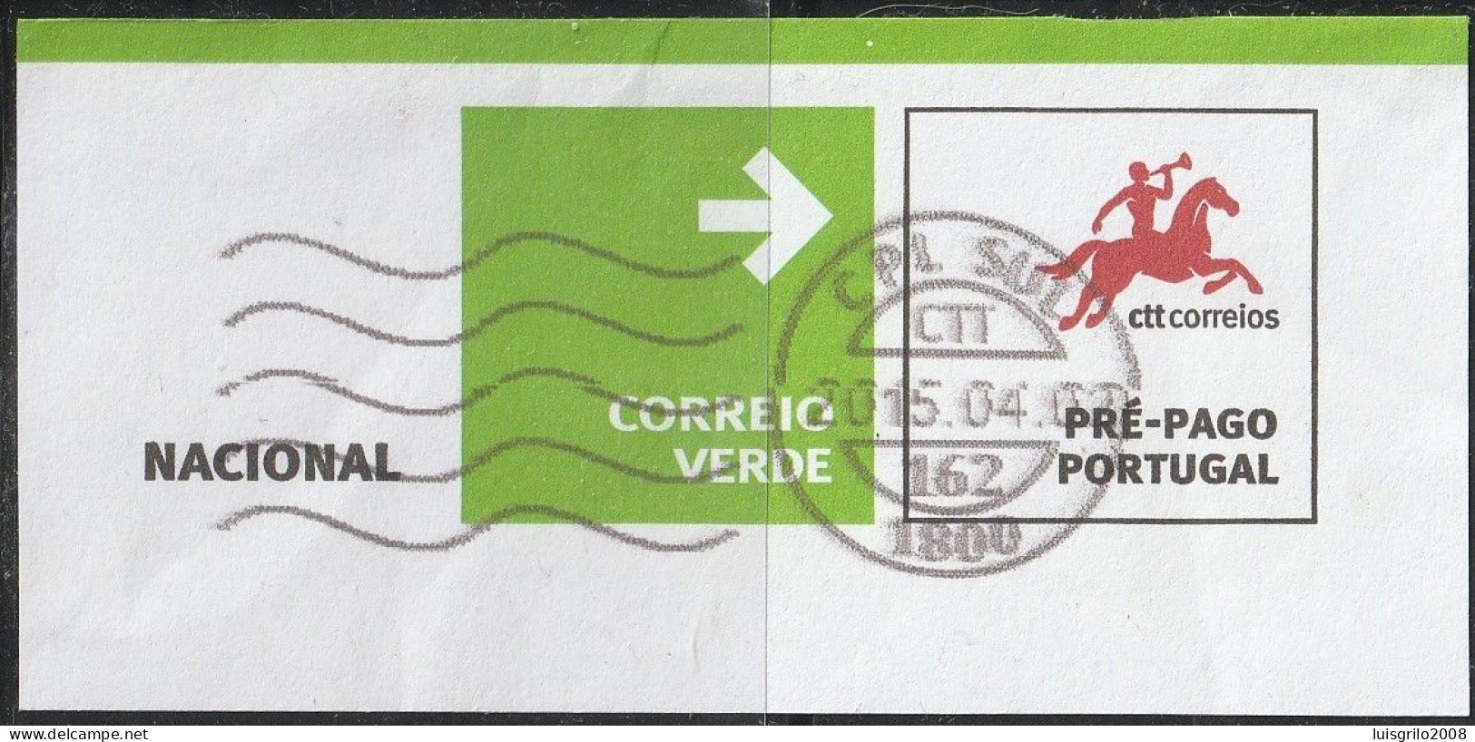 "VERY RARE . RED KNIGHT" Fragment - Postmark CPL SUL -|- Correio Verde. Pré-Pago / Prepaid Green Mail - Usado