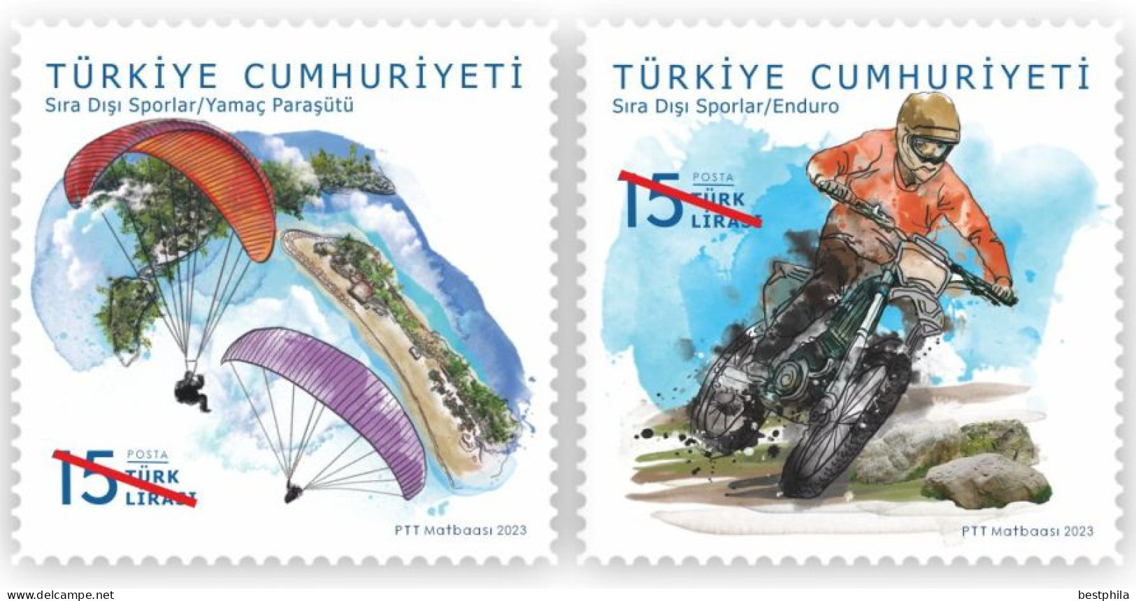 Turkey - 2023 - Extreme Sports ( Parachute And Motocross) ** MNH - Ongebruikt