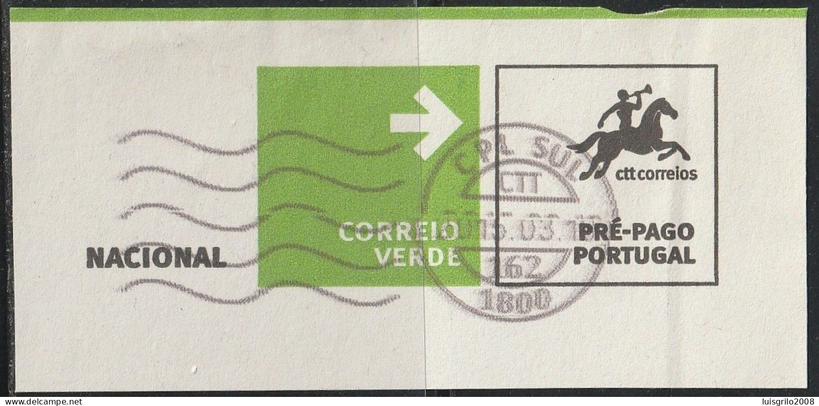 Fragment - Postmark CPL SUL -|- Correio Verde. Pré-Pago / Prepaid Green Mail - Usado