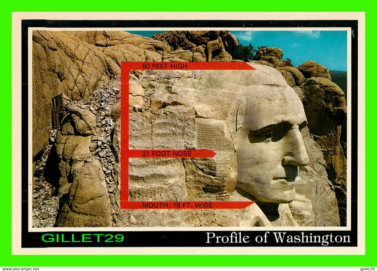 MT. RUSMORE, SD - PROFILE OF WASHINGTON - NATIONAL MEMORIAL  - ELITE PRINTS - - Mount Rushmore