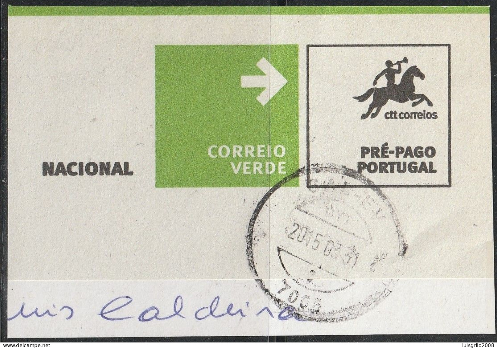 Fragment - Postmark ÉVORA -|- Correio Verde. Pré-Pago / Prepaid Green Mail - Usati