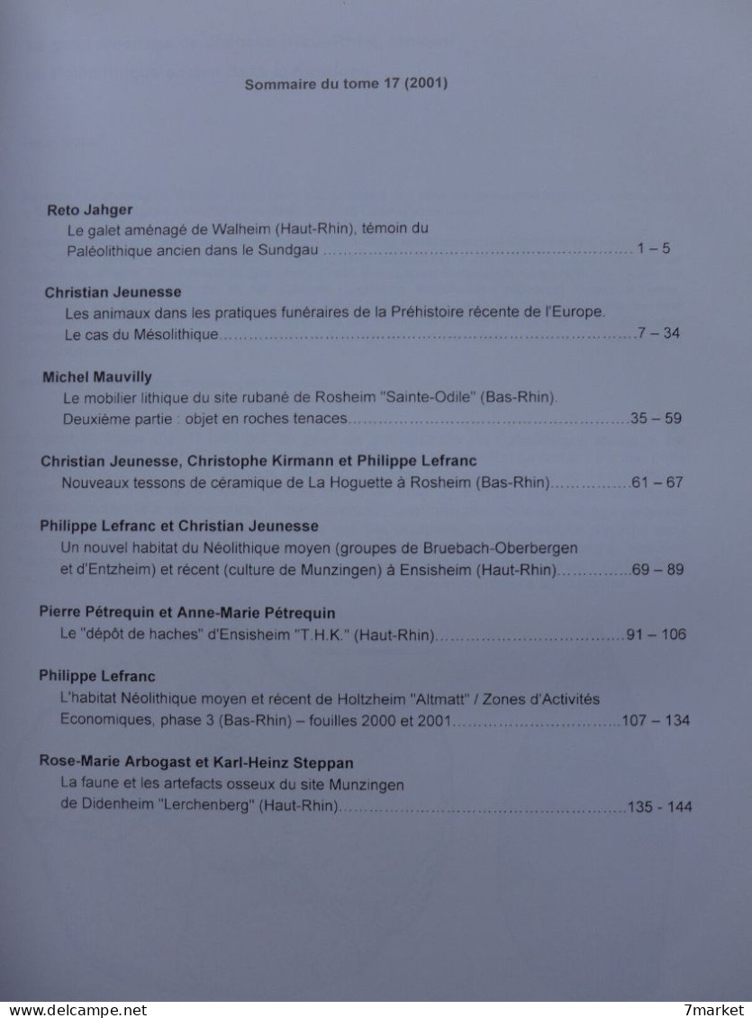 Cahiers De L'Association Pour La Recherche Archéologique En Alsace Tome 17 / 2001 - Archéologie