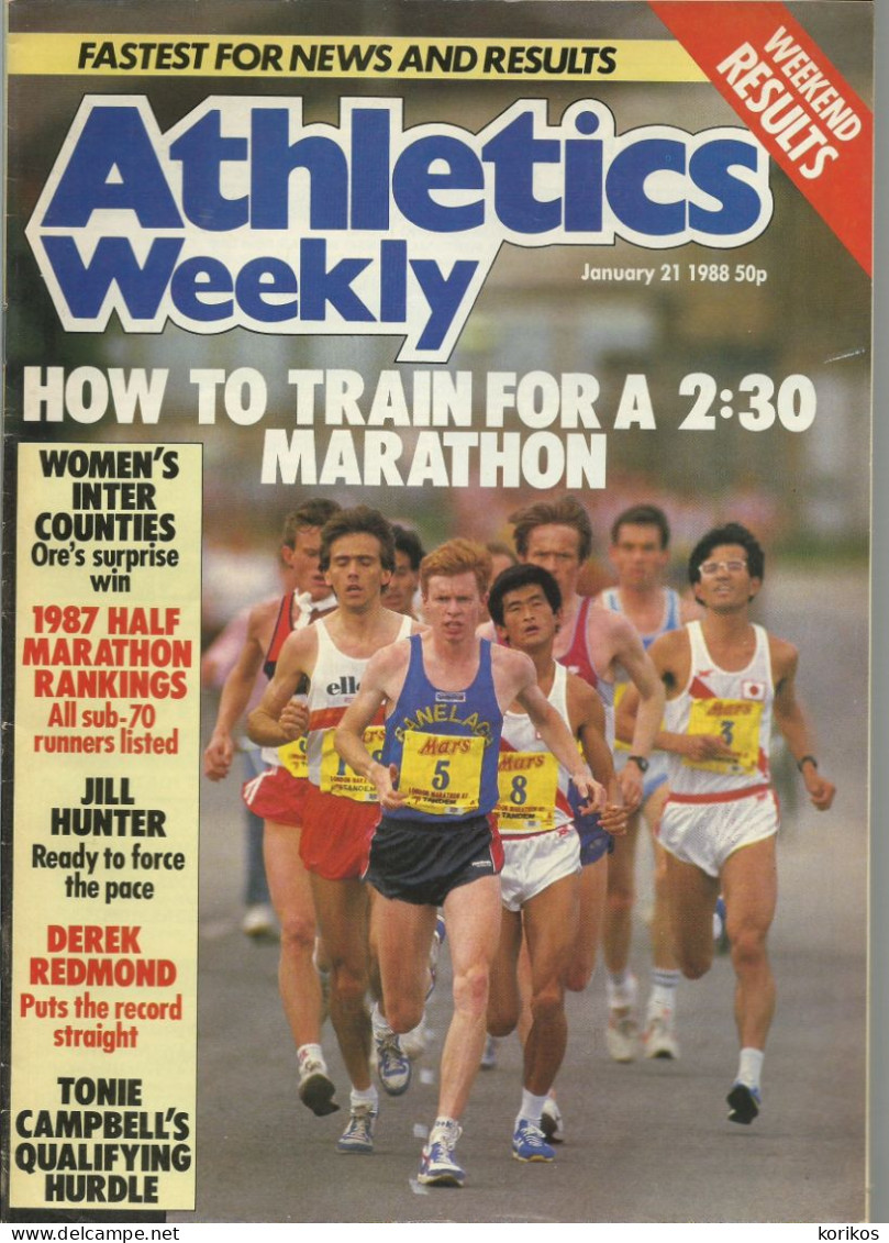 ATHLETICS WEEKLY 1988 MAGAZINE SET – LOT OF 45 OUT OF 52 – TRACK AND FIELD