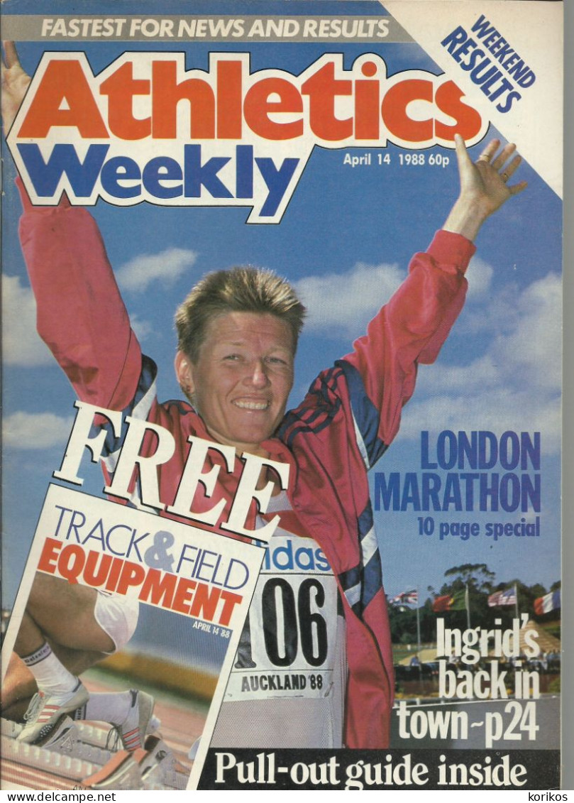 ATHLETICS WEEKLY 1988 MAGAZINE SET – LOT OF 45 OUT OF 52 – TRACK AND FIELD