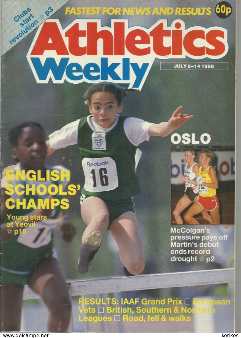 ATHLETICS WEEKLY 1988 MAGAZINE SET – LOT OF 45 OUT OF 52 – TRACK AND FIELD