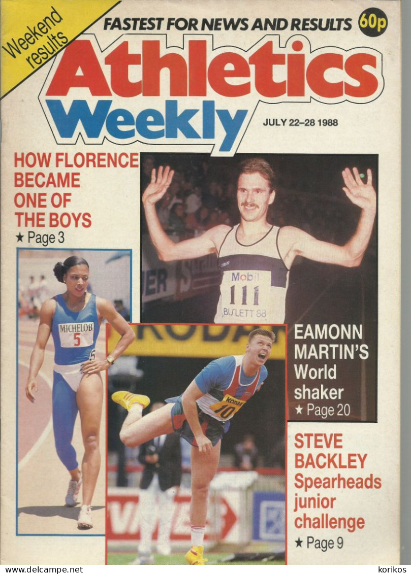 ATHLETICS WEEKLY 1988 MAGAZINE SET – LOT OF 45 OUT OF 52 – TRACK AND FIELD