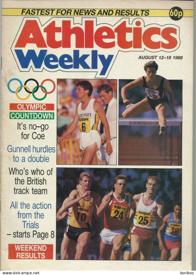 ATHLETICS WEEKLY 1988 MAGAZINE SET – LOT OF 45 OUT OF 52 – TRACK AND FIELD