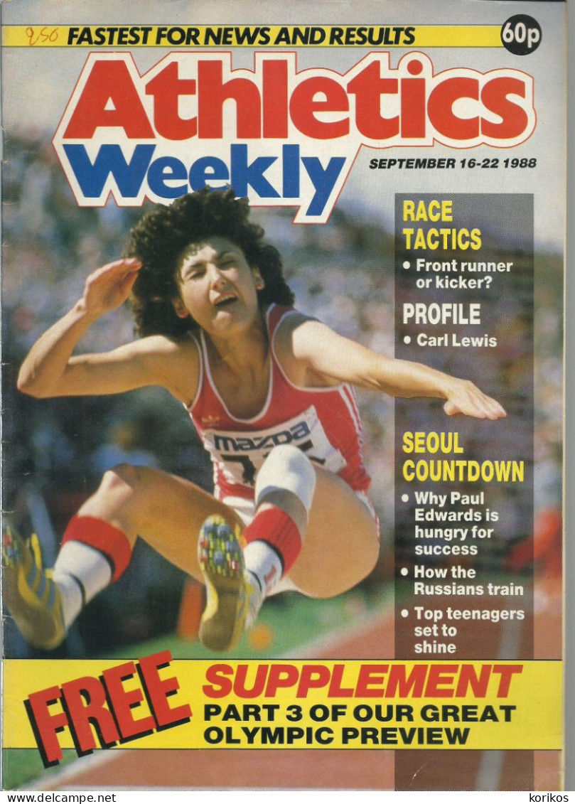 ATHLETICS WEEKLY 1988 MAGAZINE SET – LOT OF 45 OUT OF 52 – TRACK AND FIELD