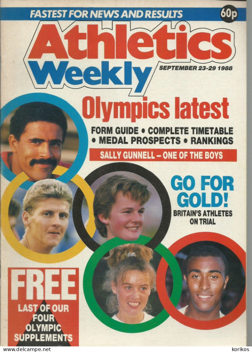 ATHLETICS WEEKLY 1988 MAGAZINE SET – LOT OF 45 OUT OF 52 – TRACK AND FIELD