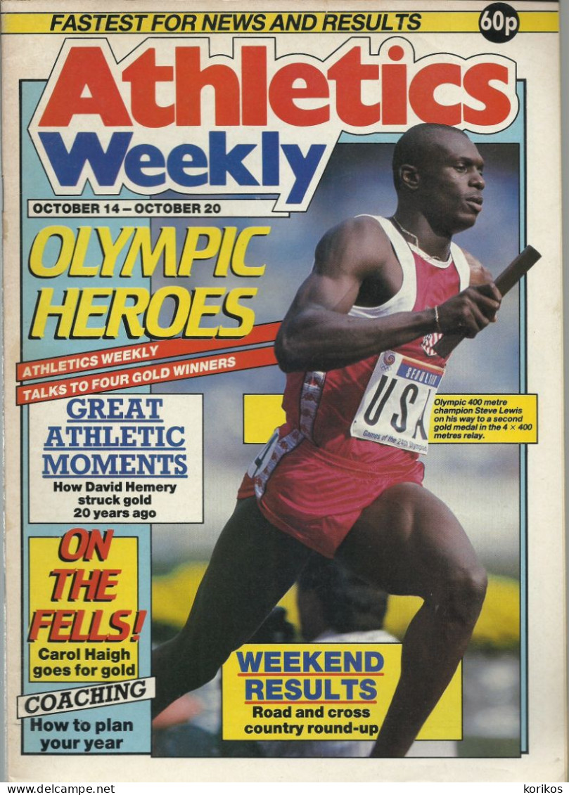 ATHLETICS WEEKLY 1988 MAGAZINE SET – LOT OF 45 OUT OF 52 – TRACK AND FIELD